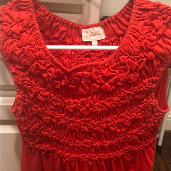 Bright red Anthro smocked top - Picture 2 of 4